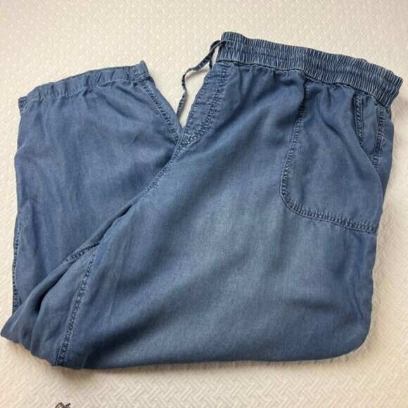 Vintage Y2L DC Jeans Women's 28 Blue Lyocell Paperbag Relaxed Pants Capri - Picture 1 of 13